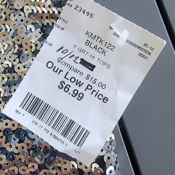 Sequin Tank Top with Black and Silver Design Size Large 10/12 - Picture 2 of 3